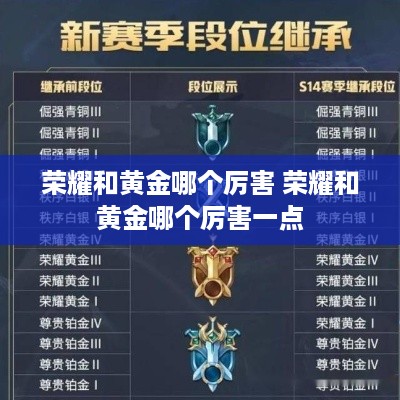 荣耀和黄金哪个厉害 荣耀和黄金哪个厉害一点
