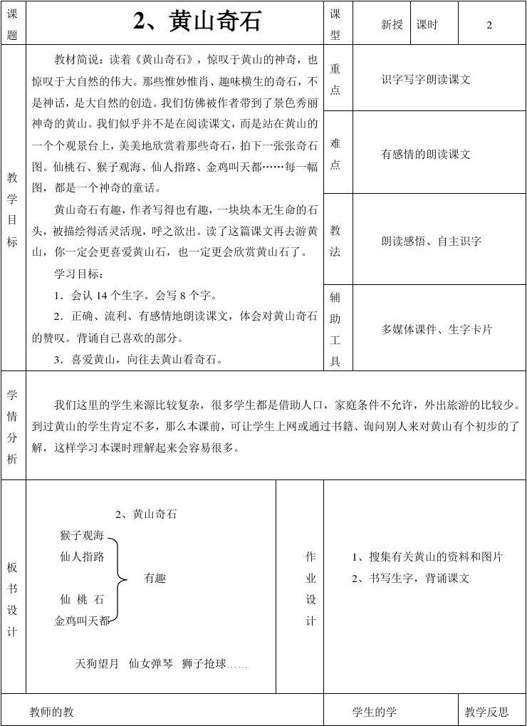 黄山奇石评课稿 黄山奇石评课稿与不足