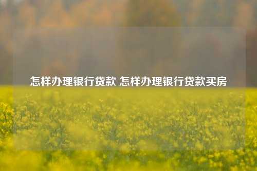 怎样办理银行贷款 怎样办理银行贷款买房