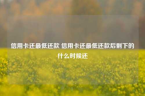 信用卡还最低还款 信用卡还最低还款后剩下的什么时候还