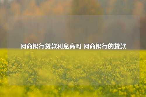 网商银行贷款利息高吗 网商银行的贷款