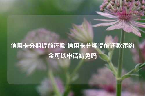信用卡分期提前还款 信用卡分期提前还款违约金可以申请减免吗