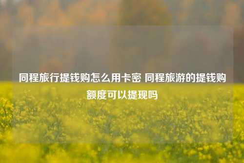 同程旅行提钱购怎么用卡密 同程旅游的提钱购额度可以提现吗