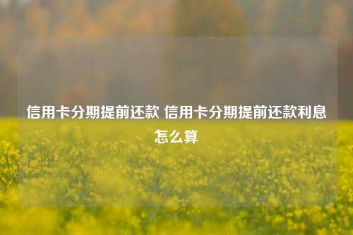 信用卡分期提前还款 信用卡分期提前还款利息怎么算